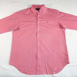 Ralph Lauren Chambray Oxford Men Long Sleeve Button Up Shirt Pink XXL Solid
